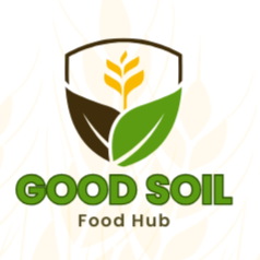 Good Soil Food Hub Logo brown and green leaf with wheat sprout